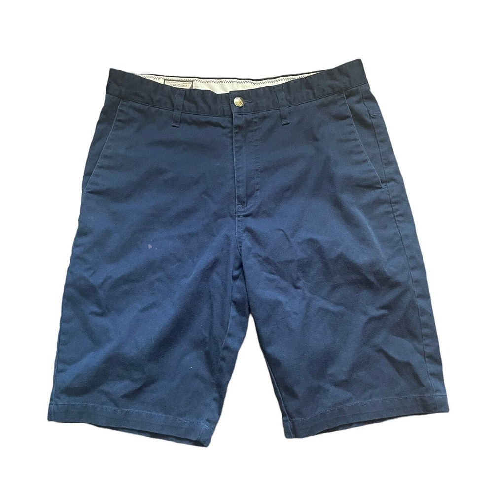 Volcom‎ Shorts Mens 30 Blue Chino Flat Front Khaki Surf Casual Skate Adult
